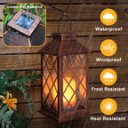 [2 Pack] TAKE ME 14" Solar Lantern Outdoor Garden Hanging Lantern Waterproof LED Flickering Flameless Candle Mission Lights for Table,Outdoor, Halloween Decor Lights