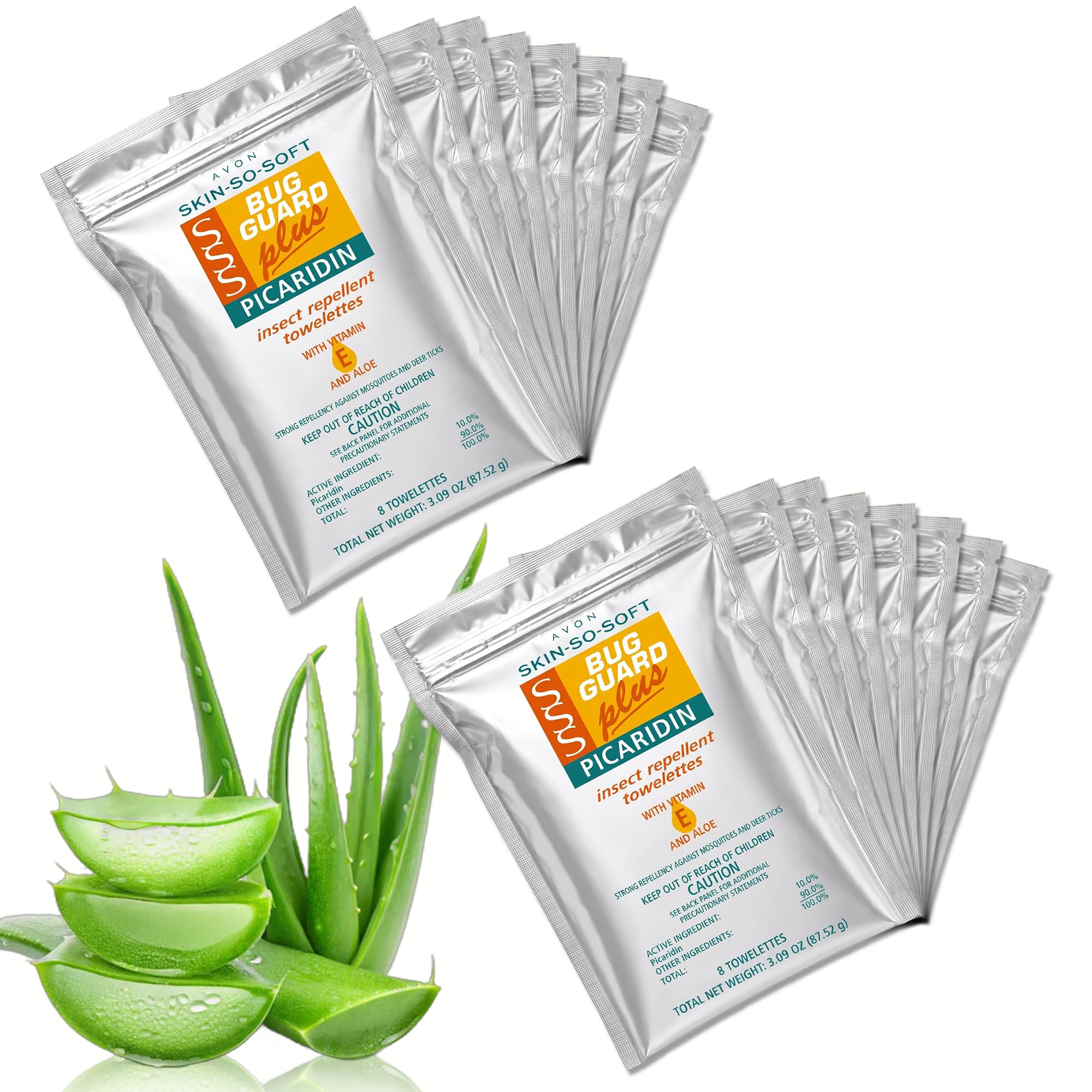 AVON Skin So Soft Bug Guard Plus Picaridin Insect Repellent Towelettes – DEET-Free Mosquito Repellent Wipes with Vitamin E & Aloe, Mosquito & Tick Protection, Individually Wrapped,16 CT EPA ID: 806-30