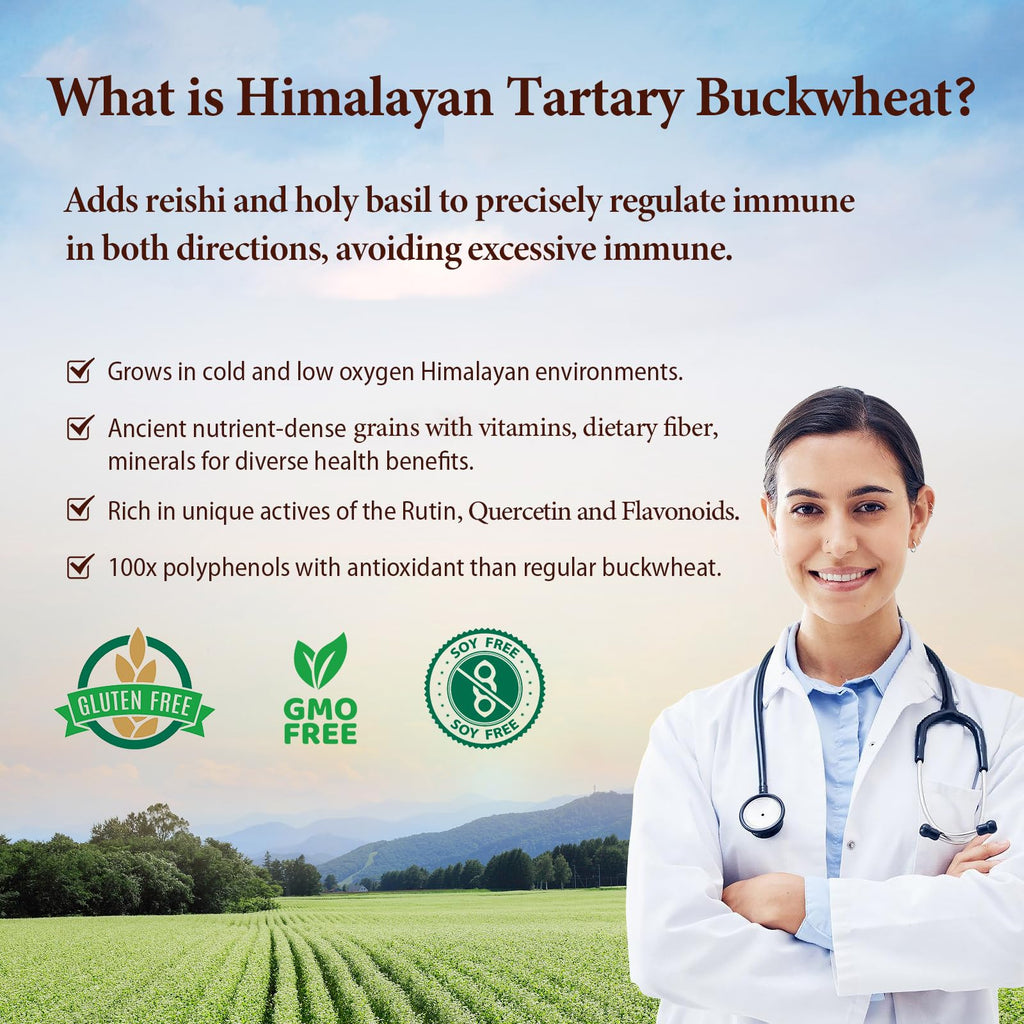 Nokuba Himalayan Tartary Buckwheat Supplement with Quercetin, Zinc, Rutin, Vitamin C, D, Curcumin for Immune Support & Antioxidant & Gut Health - 240 Vegan Capsules