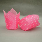 QLSmypkg Large Muffin Greaseproof paper Baking cupcake cups, 2-1/4" x 4" Pink printed with Polka Dot Tulip Baking Cup(Large) (125pcs)