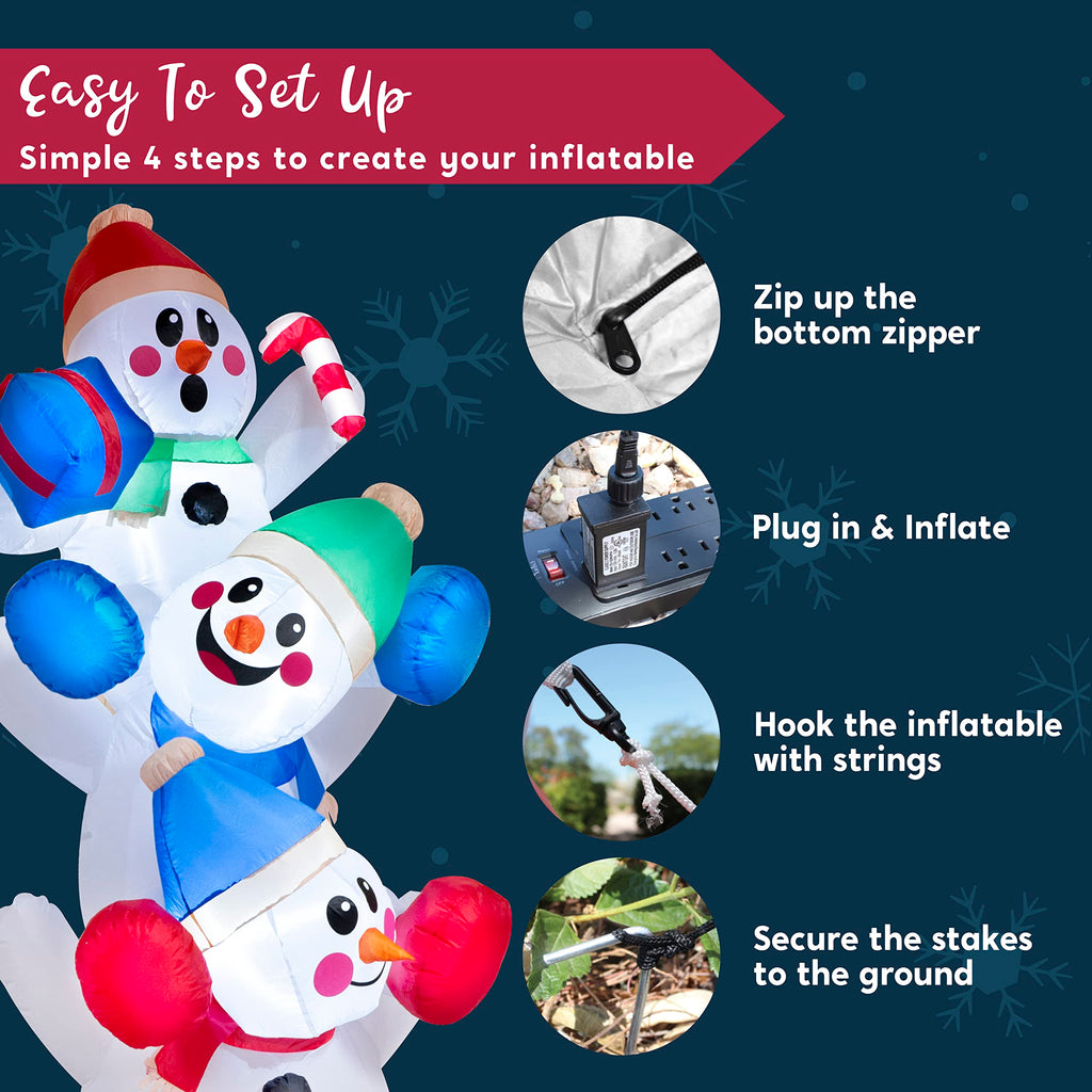 Joiedomi 6 FT Christmas Inflatable Decoration Stacked Snowman with Build-in LEDs Blow Up Inflatables for Xmas Party, Home Indoor Outdoor Christmas D��cor Yard Garden Lawn Winter Holiday Supplies D��cor