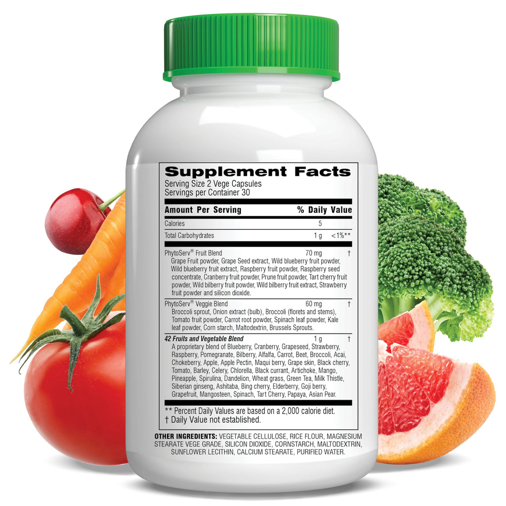Botanic Choice Since 1910 - Mega Fruits & Veggies Blend - 42 Fruits and Vegetables - 2 Caps Daily - 60 Count Supplement