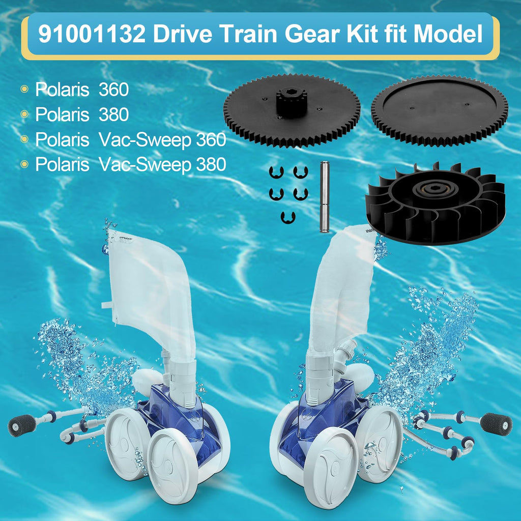 9-100-1132 Drive Train Gear Kit for Zodiac Polaris 360, 380, Vac-Sweep 360 & 380 Pool Cleaner, Pool Cleaner Drive Gear Rebuild Replacement Parts with Turbine Bearing