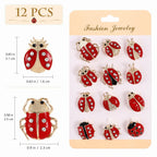 WRITWAA 12 Pcs Ladybug Brooch Pins Set for Women and Girls