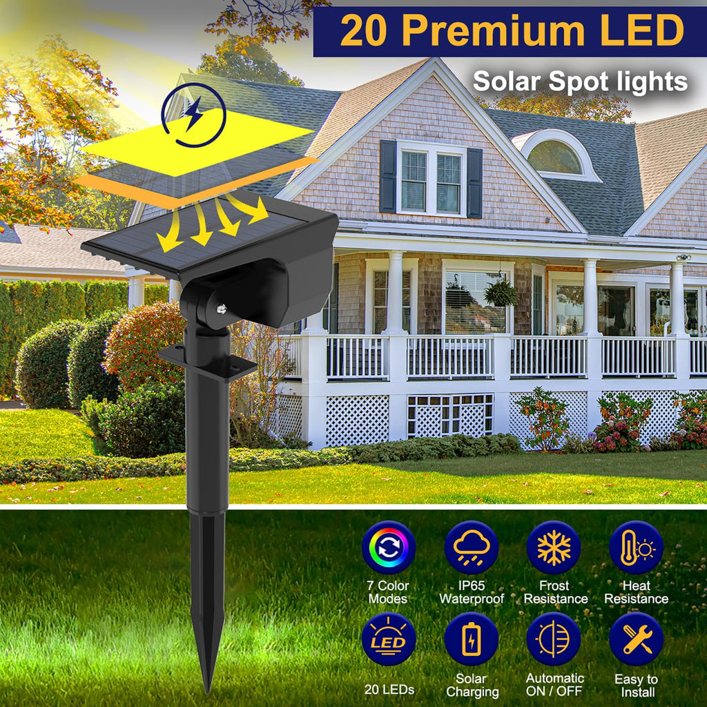 nipify 10 Pack Solar Spot Lights Outdoor Color Changing, 7 Modes Halloween RGB Solar Powered Waterproof Spotlight, Landscape Lighting for Outside Yard Garden Pathway