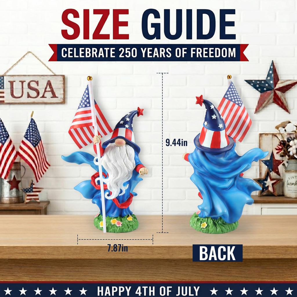 4th of July Decorations Patriotic Gnome Statue Holding American Flag, 250 Years America Faceless Garden Gnome Decor for Indoor Outdoor Patio Yard Lawn, Independence Day Memorial Day USA Merchandise