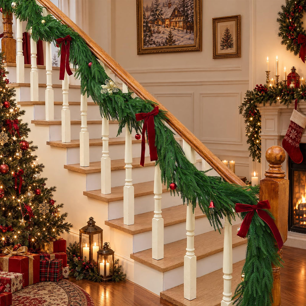 CLEANGOR 2Pcs 6FT Norfolk Pine Garlands for Christmas Decorations Indoor