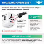 Hero International Travel Power Adapter – Universal Plug for Europe, UK, US, Asia, AUS, 100+ Countries | 2 USB-C & 1 USB-A