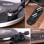 1 BY ONE High Fidelity Belt Drive Bluetooth Turntable with Built-in Speakers, Vinyl Record Player with Magnetic Cartridge, Wireless Playback and Aux-in Functionality, Auto Off