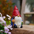 Hand-Painted Traveler Resin Garden Gnome Statue 6.1in - Whimsical Explorer Figurine for Outdoor & Indoor Decor - Weather Resistant Gnome with Staff & Satchel for Patio, Yard, Lawn, Home & Gift
