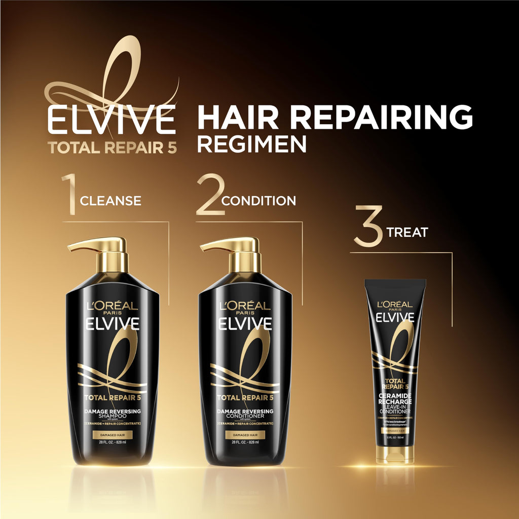 L'Oreal Paris Elvive Total Repair 5 Shampoo and Conditioner Set, 56 Fl Oz