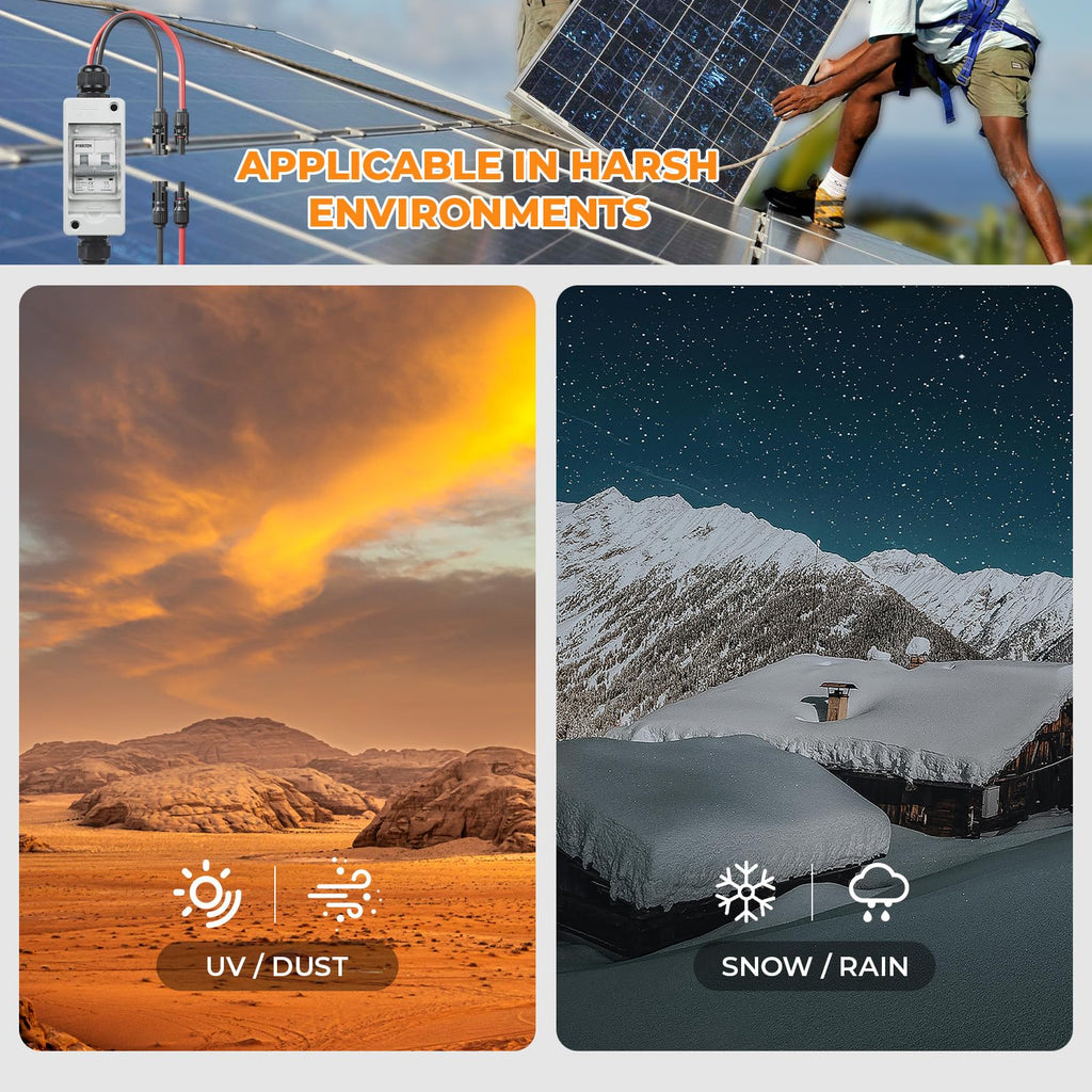 Pjerjzn Solar Panel Disconnect Switch 400V DC/AC 20A Miniature Circuit Breaker with DIN Rail Box Enclosure Outdoor Small Breaker Box IP65 Waterproof UV-Proof for Solar PV Homes, Battery (20 Amp)