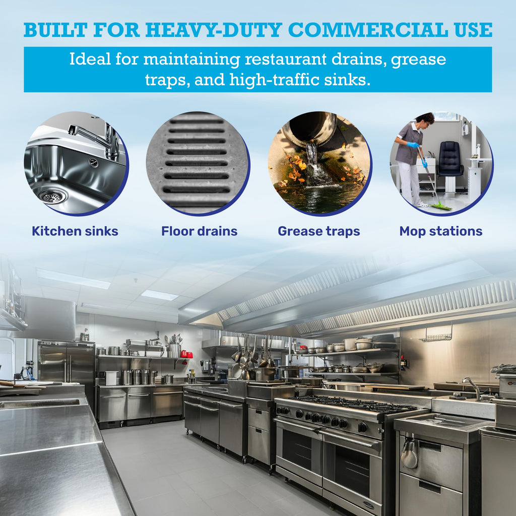 Drain Cleaner & Maintenance - Keeps Drains, Pipes, & Grease Traps Clean and Flowing Smoothly - Eliminates Odors - Non-Toxic & Pesticide-Free - Septic-Friendly - Made in USA