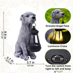 Goodeco Dog Statue with Solar Lantern - Cute Garden Dog Figurines