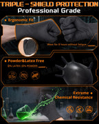 nitroshield 9mil Heavy Duty Disposable Nitrile Gloves, Black XLarge 800Pcs -Chemical Resistant, Latex Powder Free Rubber Gloves Diamond Texture for Automotive, Mechanics, Cooking,BBQ, Industrial Use