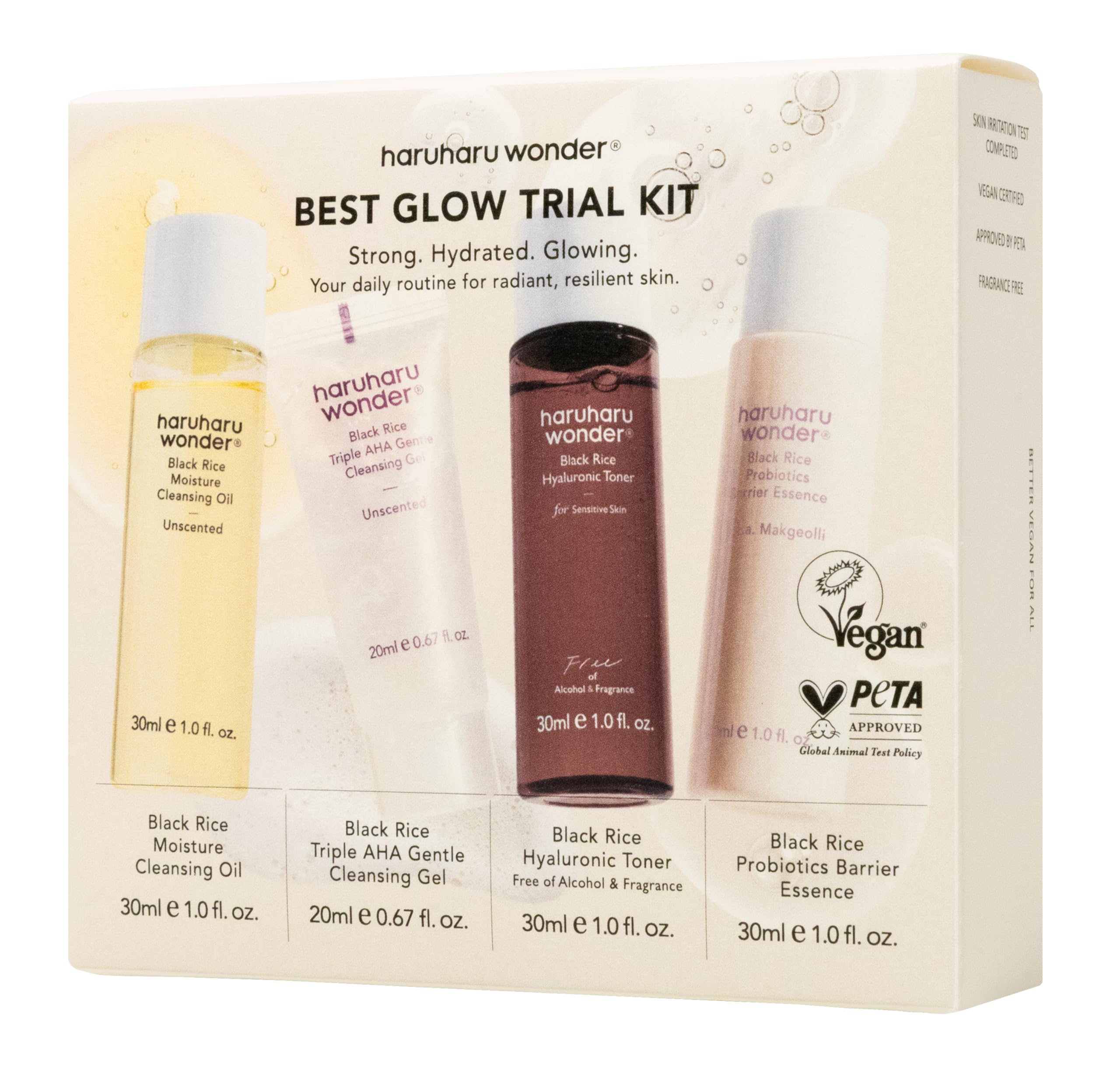 haruharu Wonder Best Glow Trial Kit, Strong, Hydrated, Glowing, Daily Routine, Mini Size, Double Cleansing, Toner, Barrier Essence