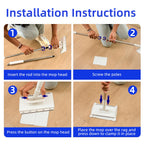 2026 New Snap Grip Mini Mop with 5 Reusable Cloths for Dry Wet Disposable Pads, Zero-Touch Automatic Gripping Multi Surface Quick Cleanups for Alternative to Swiffer Sweeper
