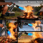 Annatuoli Propane Torch, Cooking Blow Torch Gun with a Safety Lock, Charcoal Lighter, Flame Thrower, Kitchen Food Torch Head for Grill, Sous Vide, BBQ (Tank Not Included) (Platinum)