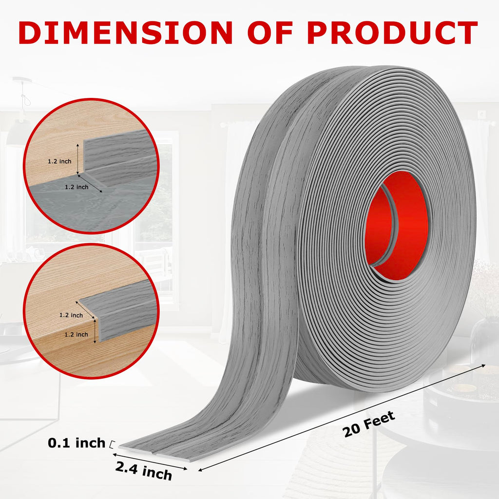 Flexible Wall Corner Protector Moulding Trim Peel and Stick Wall Corner Guards Edge Protector Self Adhesive Molding Trim Strip for Edge Ceiling (Light Gray Wood Grain, 2.4 in x 20 Ft)