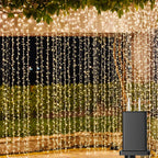Solhice LED Curtain Lights Outdoor 20ft x10ft, 600 LED Plug in Hanging String Lights Indoor Bedroom, Twinkle Light Backdrop for Outside Wedding Decor, Warm White (Not Connectable)
