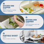 Kitchen Sink Drain Strainer 2 Pack, 304 Stainless Steel Pop Up Sink Stopper, Anti-Clogging Sink Drain Strainer for US Standard Kitchen Drain (Chrome)