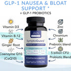 SymptoGuard Natural GLP-1 Supplement Support Vitamin for Digestive Comfort and Energy Levels with Pre and Probiotics, Vitamin D3/B12, Chromium and Ginger Root – 60 Capsules (30 Day Supply)
