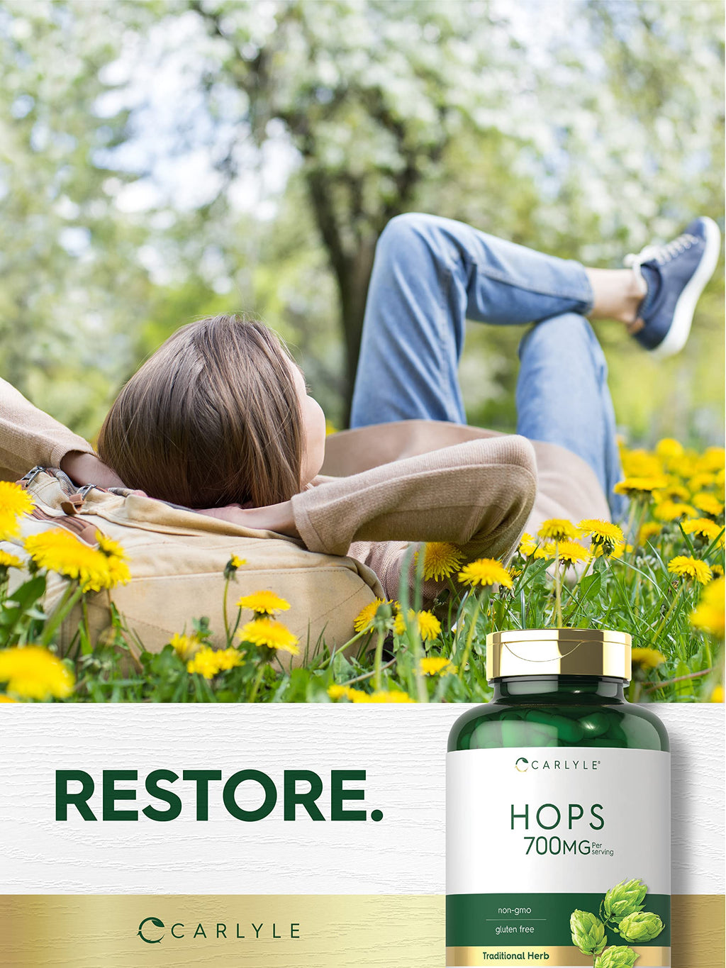 Carlyle Hops Supplement 700mg | 180 Capsules | Non-GMO & Gluten Free | Traditional Herb