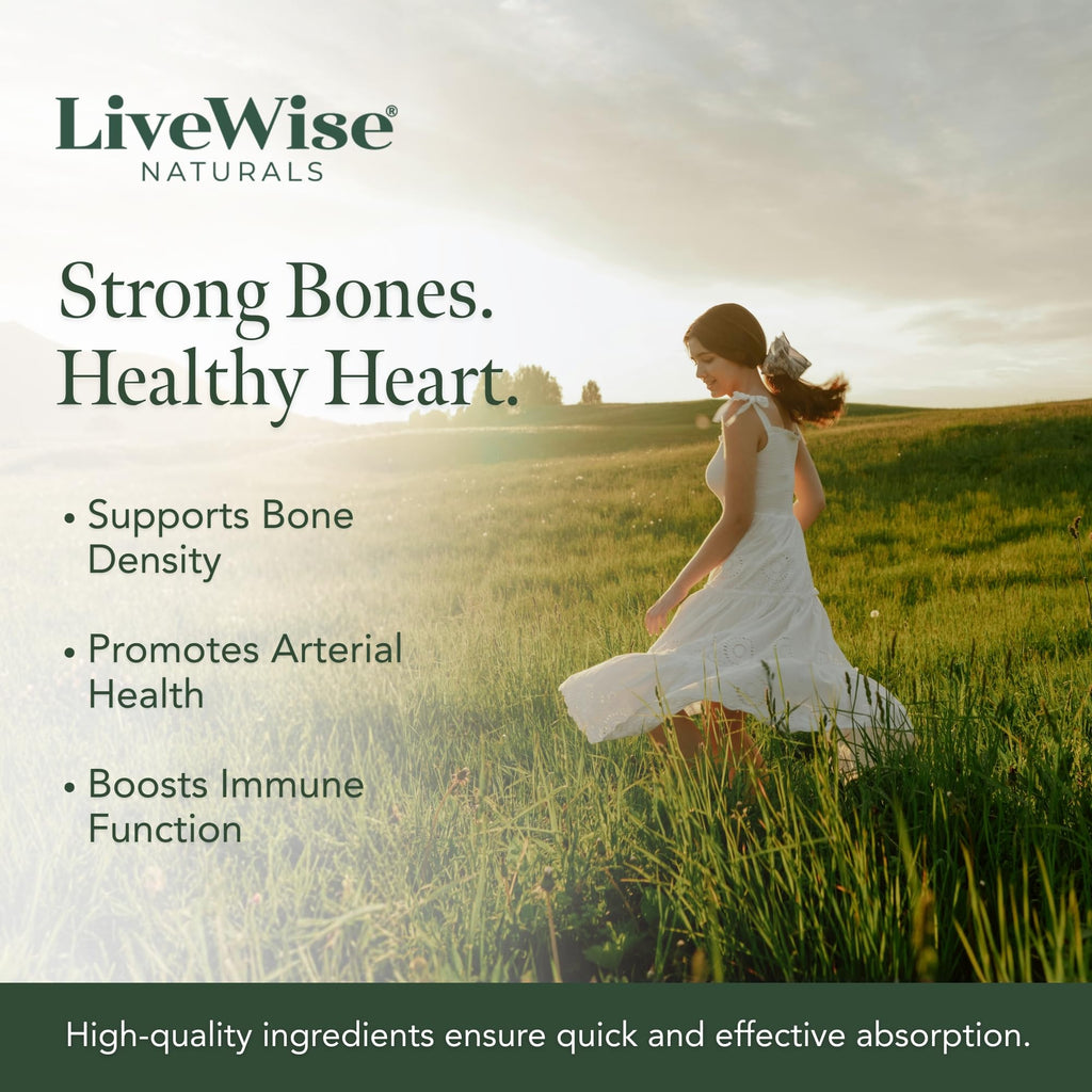 Live Wise Naturals Vitamin D3+K2 Liquid Drops - Organic MCT Oil Formula for Adults, Kids & Toddlers - Easy Absorption 1208 IU Vitamin D3 & 25 mcg K2 (mk7) for Immune Support & Bone Health - No flavour