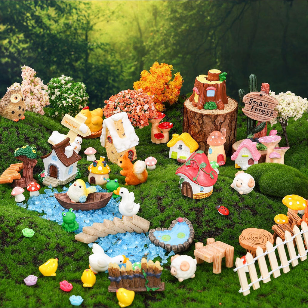 HIYZI 118 PCS Mini Fairy Garden House Accessories Kit Garden Decorations