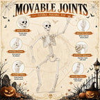 Toolterritary 36" Halloween Skeleton, 3 ft Human Skeleton Full Body Posable Joints Plastic Skeleton for Halloween Decoration, Yard Patio Lawn Garden Skeleton Spooky Party Decoration Indoor Outdoor