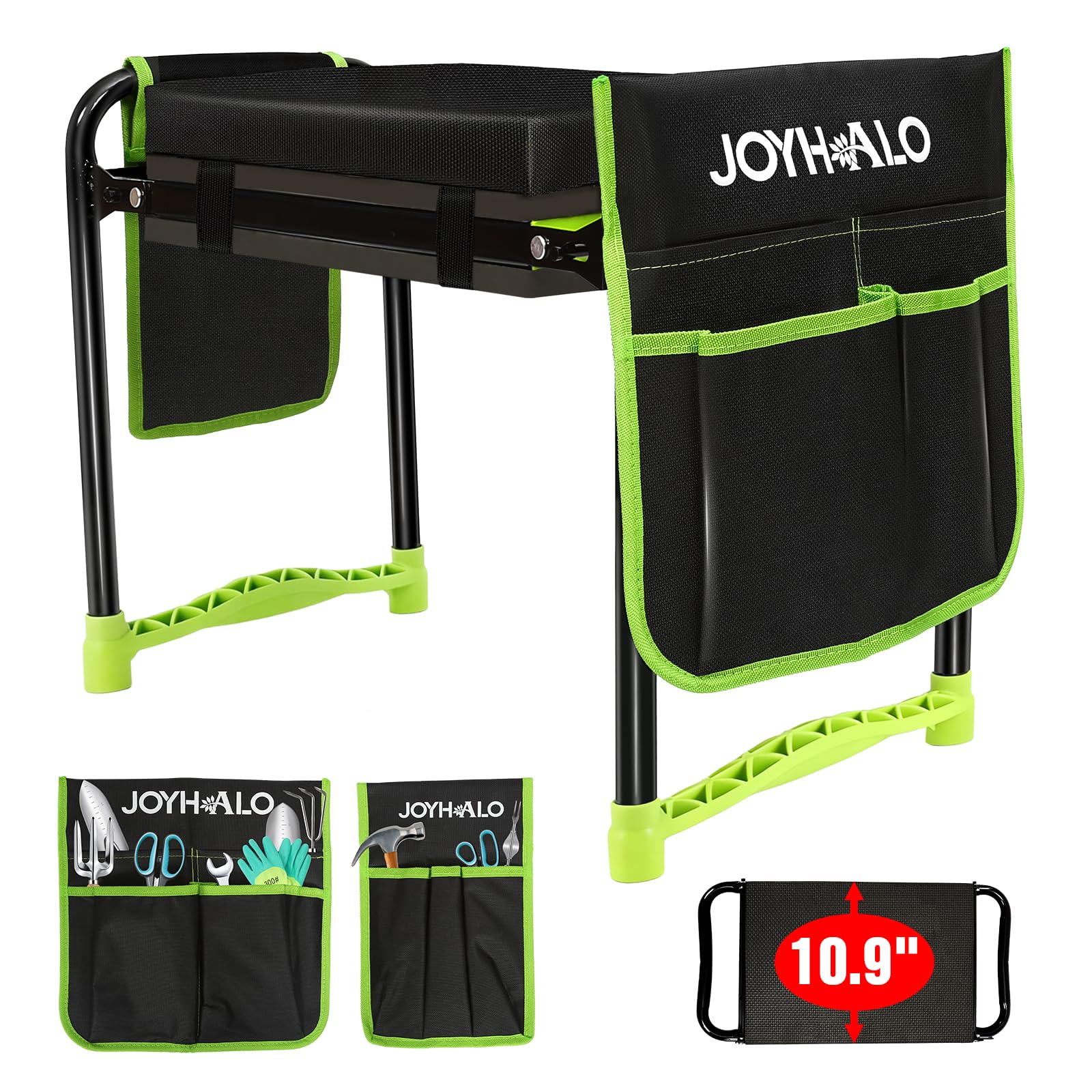 10.9in Wide Foldable Garden Kneeler and Seat, Heavy Duty with Thick Pad