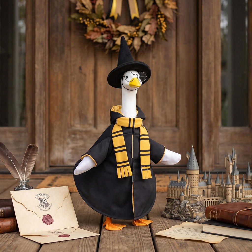 Tmovjxv 4 Pcs Halloween Wizard Porch Goose Outfit, Lawn Porch Goose Clothes