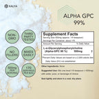 Xalya Alpha GPC Powder 99% Purity 500mg Extra Strength Brain Supplement for Focus & Mental Clarity Third Party Tested, Natural Choline, 170 Servings (3oz) Powder Form