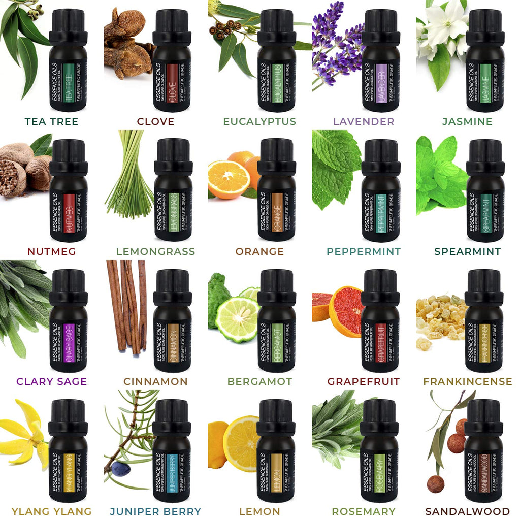 Pure Daily Care Aromatherapy Essential Oil Diffuser Gift Set with 20 Oils and Rotating Stand 400ml Ultrasonic Diffuser with 20 Essential Plant Oils - 4 Timers and 7 Ambient Light Settings
