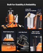 VEVOR Air Hydraulic Bottle Jack, 20 Ton/40000 LBS All Welded Bottle Jack, 10.4-19.7 inch Lifting Range, Manual Handle and Air Pump, for Car, Pickup, Truck, RV, Auto Repair, Industrial Engineering