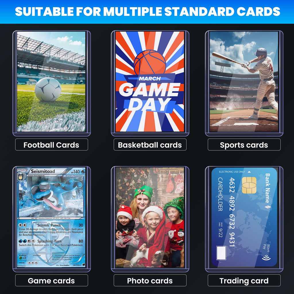 600 Card Sleeves Top Loaders for Cards, 3" x 4" Hard Plastic Toploaders, Baseball Card Protectors, Trading Card Holder for Football Sports Cards (300 Toploaders + 300 Penny Sleeves)