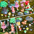44 Pcs Fairy Garden Kit Miniature Fairy Garden House Accessories with Resin Elves Animal Plant Furniture Tiny Figurines Decor, Enchanted Spring Micro Landscape Ornaments for DIY Dollhouse Terrarium