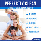 Breelex Retainer Cleaner Tablets for Dentures, Aligners & Night Guards – 120 Denture Cleaning Tablets, 3-Minute Deep Clean, Removes Plaque, Stains & Odor – FSA HSA Eligible
