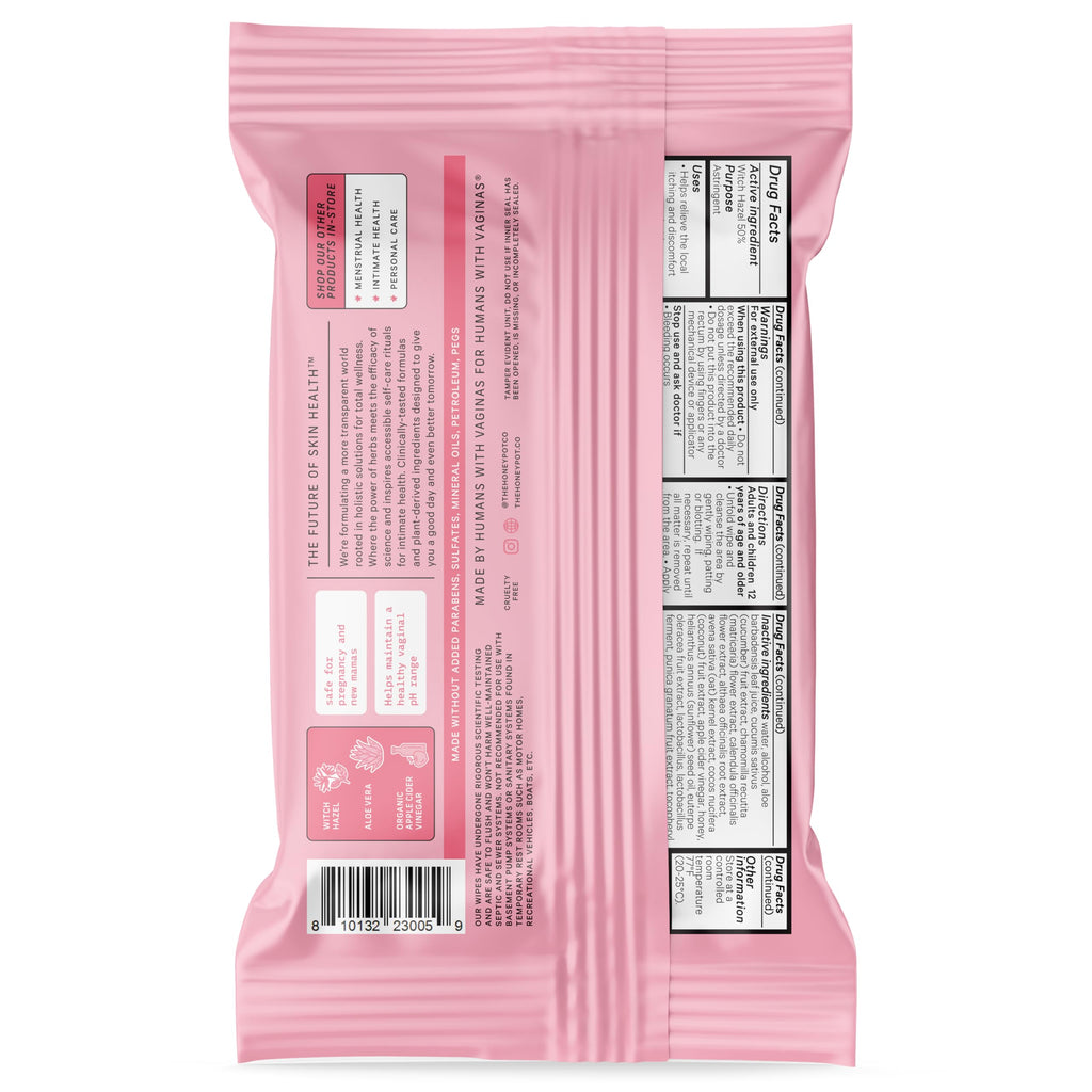 The Honey Pot Company - Intimacy Cleansing Wipes - PH Balancing, Paraben Free, Feminine Products - Ultra-thick and Extra Large Cloths for the Bedroom - 20 ct