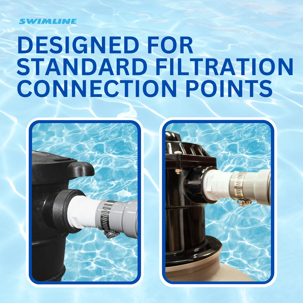 SWIMLINE HYDROTOOLS Pool Pump Filter Connection Hose W/ Cuff | 1.5 Inch X 6 Foot | Heavy-Duty Flexible, Durable & Leakproof | Chemical & UV Resistant | For Above Ground Pools Skimmer Filters & Pumps