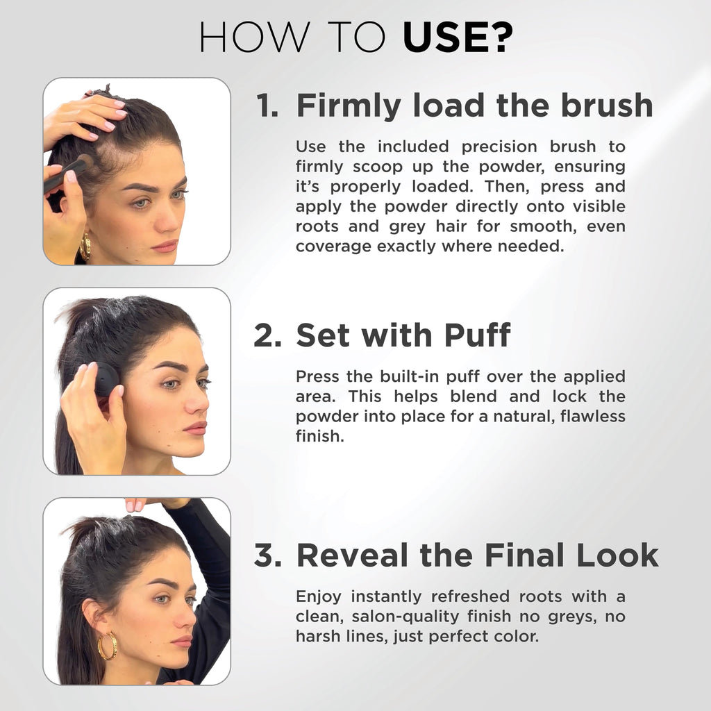 THICK FIBER Root Touch Up Powder - Water & Sweat Resistant Hair Loss Concealer Set for Thinning Hair Women, Includes Brush (Black)