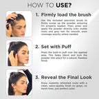 THICK FIBER Root Touch Up Powder - Water & Sweat Resistant Hair Loss Concealer Set for Thinning Hair Women, Includes Brush (Black)