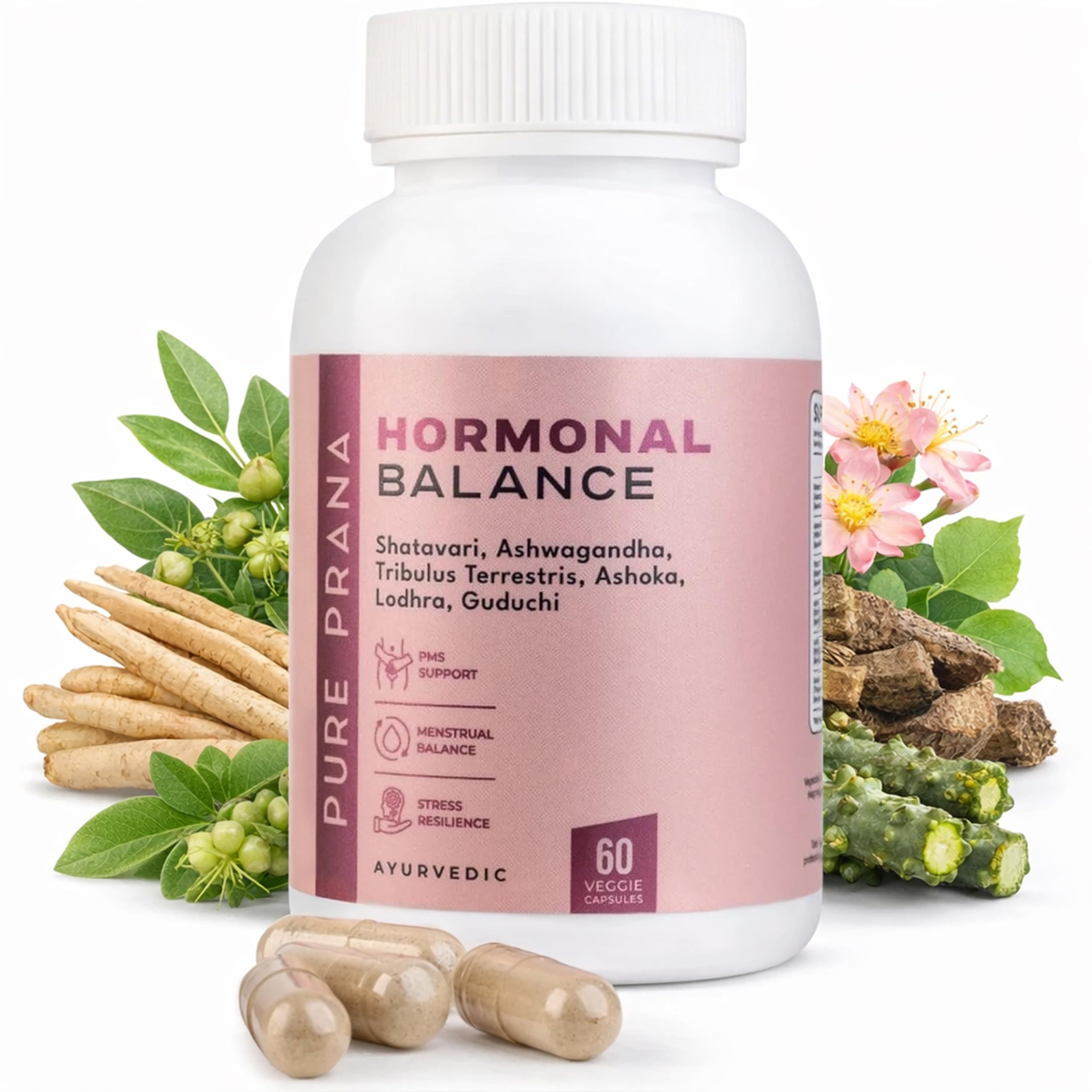 Pure Prana Shatavari Capsules for Women, Hormone Balance & PMS Relief