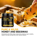Organic Beef Tallow Honey Balm for Skin & Face, Whipped Beef Tallow Face Moisturizer with Raw Honey, Grass Fed Cow Beef Tallow Cream, All Natural Pure Body Lotion for Women & Men, Unscented 4.2 OZ