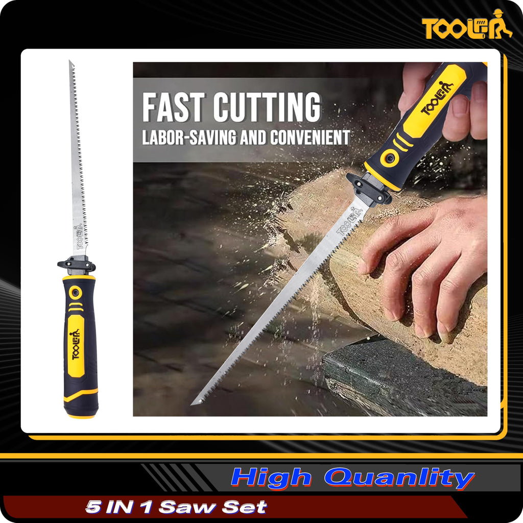 5-In-1 Multi Blades Hand Saw, 6 Inch(11T/16T) Double Edges Japanese Pull, DrywallSaw, HackSaw, Jab Saw, for Woodworking, Hard/Soft woods cutting, Metal, Blade Quick Change Mechanism.