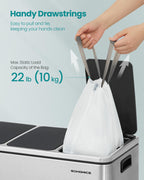 SONGMICS Trash Bags, Drawstring Kitchen Garbage Bags, Pre-Separated, Quick-Dispense Box, for 8-Gallon (30 L) Trash Cans, Liner Code H, 4 Rolls, 160 Count, White UKRB031A04