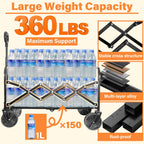 Wagons Carts Foldable,360lbs Collapsible Wagon with Wheels, Foldable Wagon