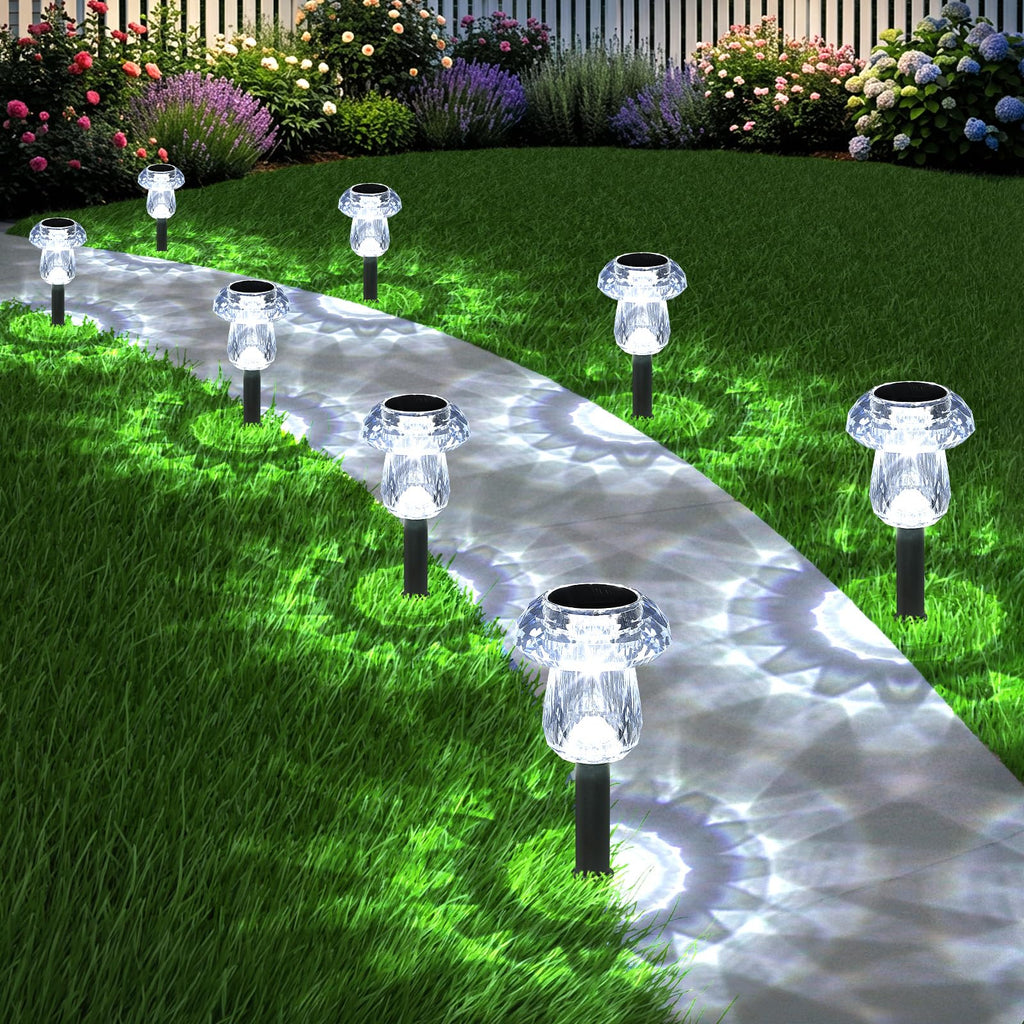 Gorrzai Solar Pathway Lights Outdoor 16 Pack Mushroom Garden Lights Waterproof Solar Powered Yard Lighting for Landscape, Driveway, Path, Walkway, Patio, Outside Garden Decorations, 6000K Cold White