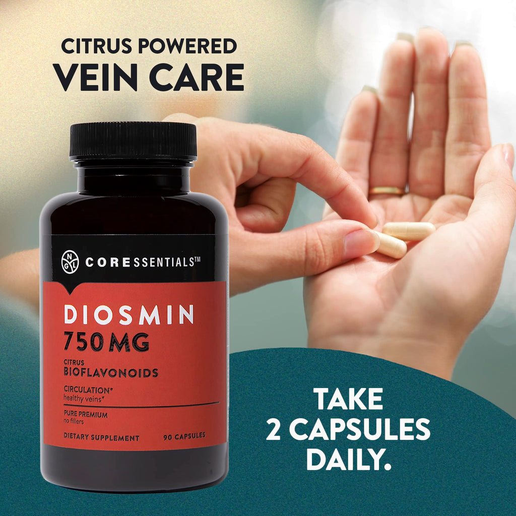 NGL Pure Diosmin 750 mg - Citrus Bioflavonoids for Blood Circulation, Leg Veins Health, Purity Guarantee 90 Capsules