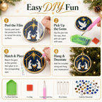 JOPHMO 16 Pcs Christmas Diamond Art Ornaments Kit - Nativity Scene